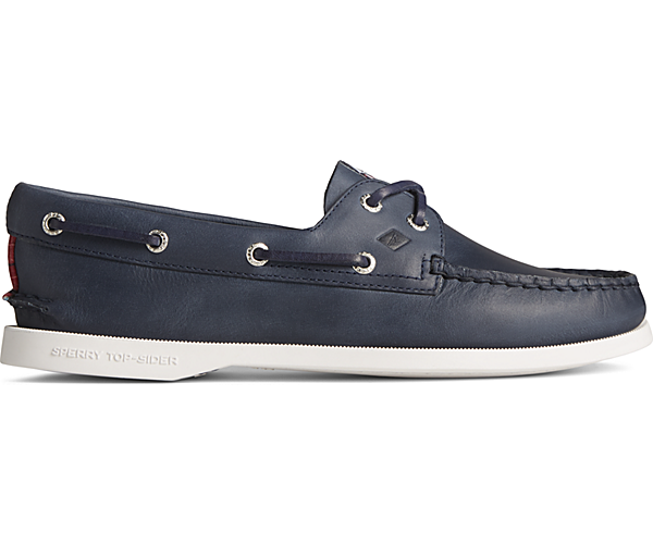 Authentic Original Americana 2-Eye Leather Boat Shoe, Navy, dynamic