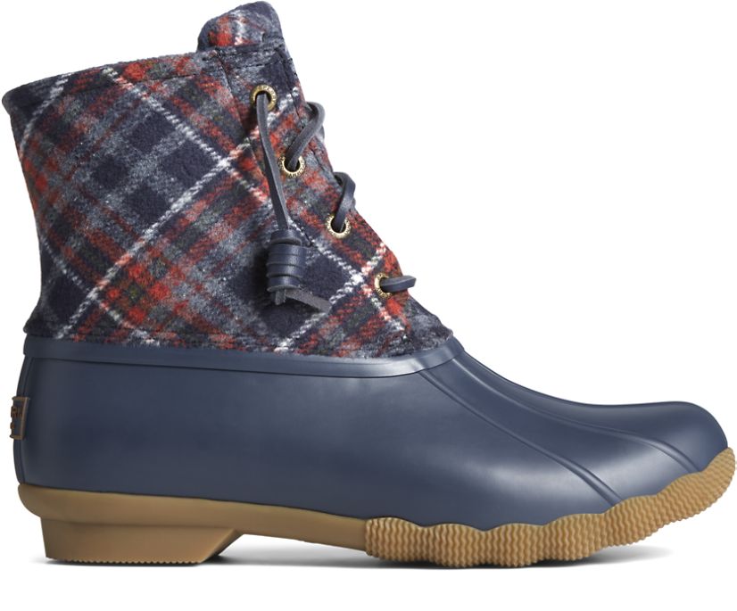 Saltwater Plaid Wool Duck Boot, Navy, dynamic 1