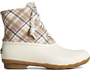 Saltwater Plaid Wool Duck Boot, Ivory, dynamic