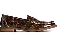 Seaport Penny Tortoise Leather Loafer, Brown, dynamic
