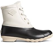Saltwater Winter Luxe Leather Duck Boot, Ivory/Black, dynamic