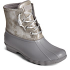 Saltwater Metallic Leather Duck Boot, Silver, dynamic 2