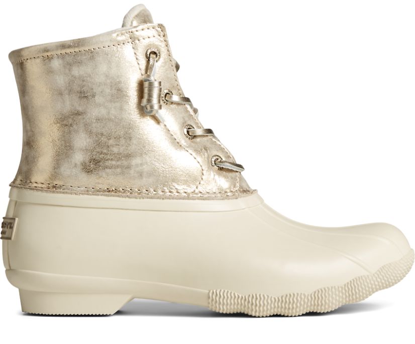 Saltwater Metallic Leather Duck Boot, Ivory, dynamic 1