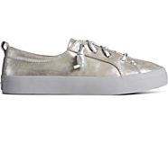 Crest Vibe Shimmer Leather Sneaker, Silver, dynamic
