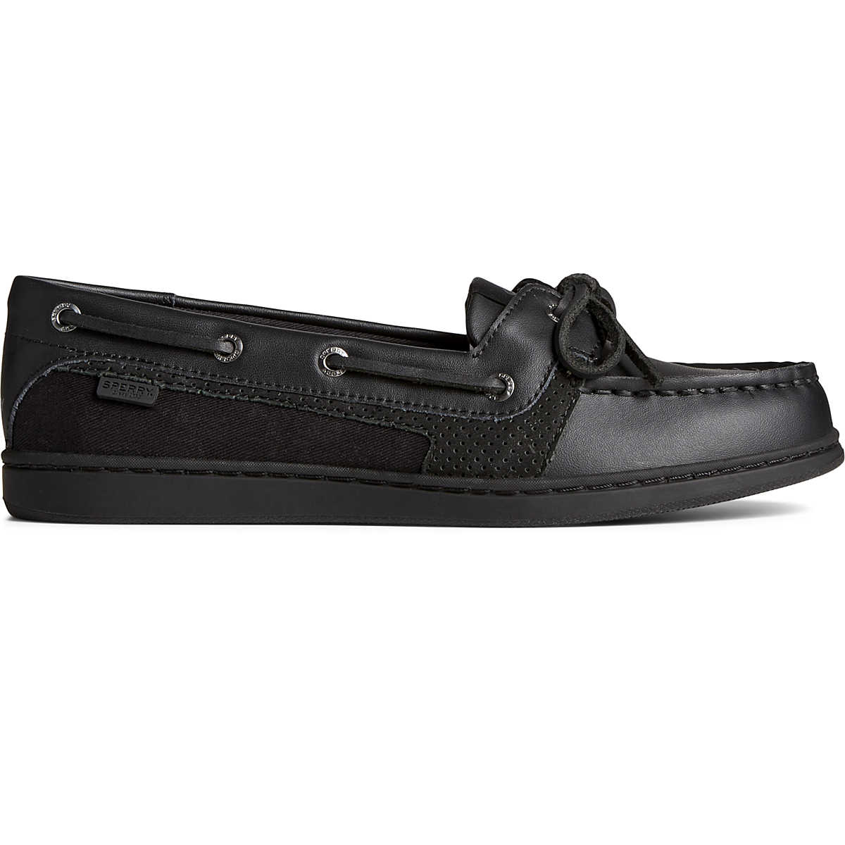 Starfish Perforated Boat Shoe, Black, dynamic 1