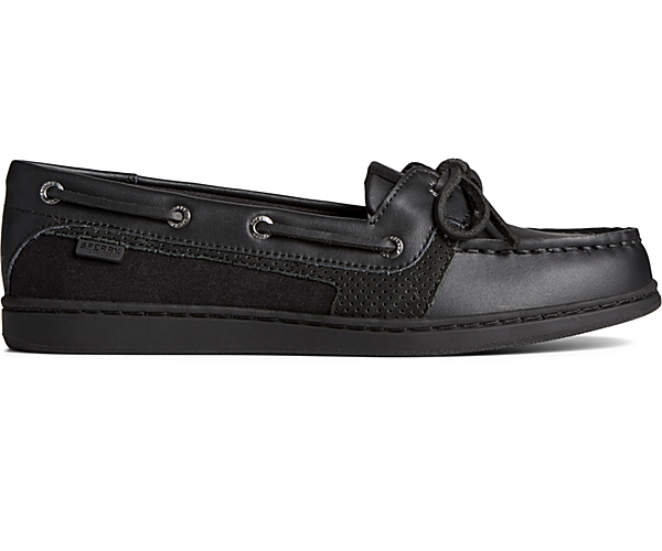 Starfish Perforated Boat Shoe, Black, dynamic
