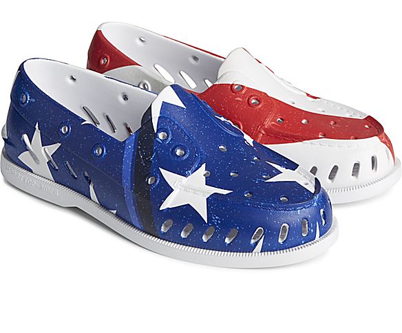 Authentic Original Float Americana Boat Shoe, Red/White/Blue, dynamic