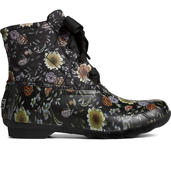 Saltwater Floral Duck Boot, Black, dynamic