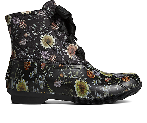 Saltwater Floral Duck Boot, Black, dynamic