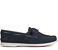 Authentic Original™ Leather Beaded Boat Shoe, Navy, dynamic