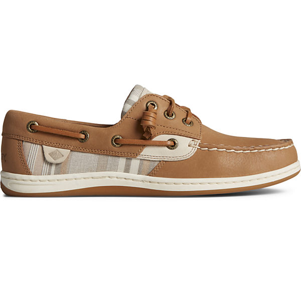 Songfish Leather Striped Boat Shoe, Tan, dynamic