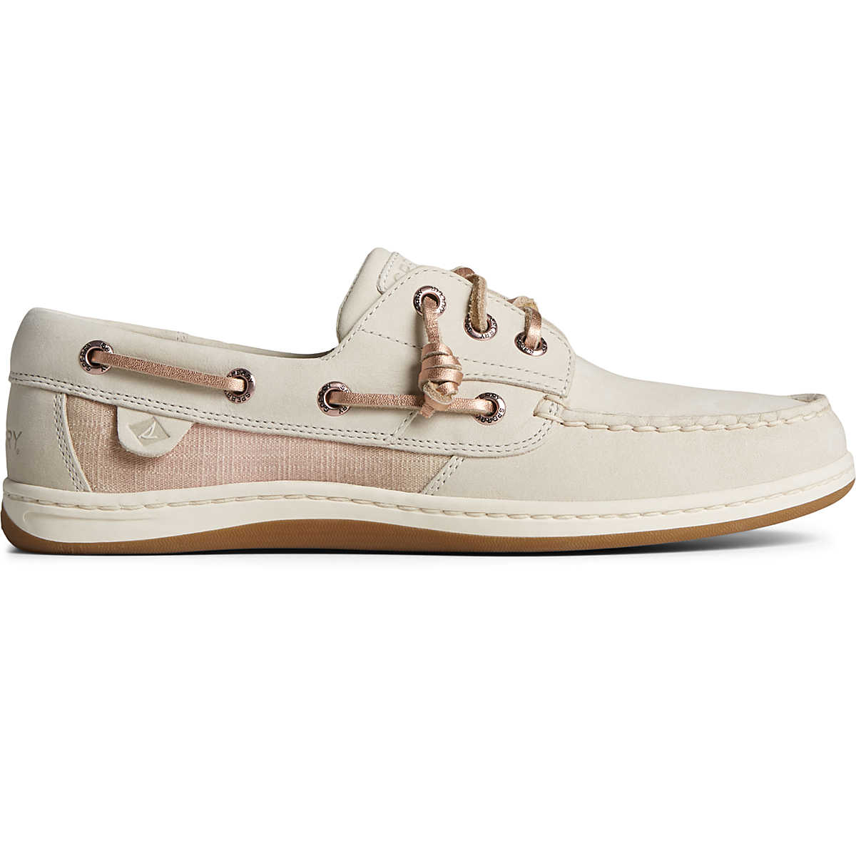 Songfish Shimmer Boat Shoe, Off White, dynamic 1