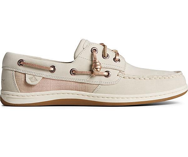 Songfish Shimmer Boat Shoe, Off White, dynamic