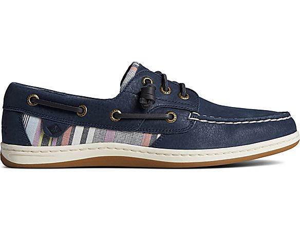 Songfish Leather Striped Boat Shoe, Navy, dynamic