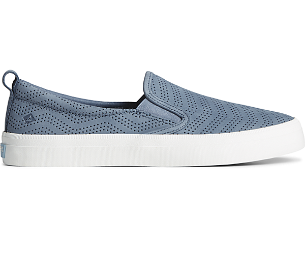 Crest Twin Gore Perforated  Leather Slip On Sneaker, Blue, dynamic