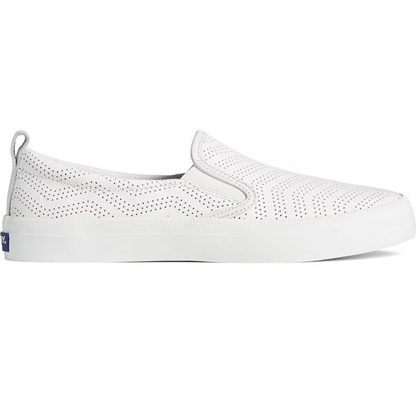Crest Twin Gore Perforated  Leather Slip On Sneaker, White, dynamic