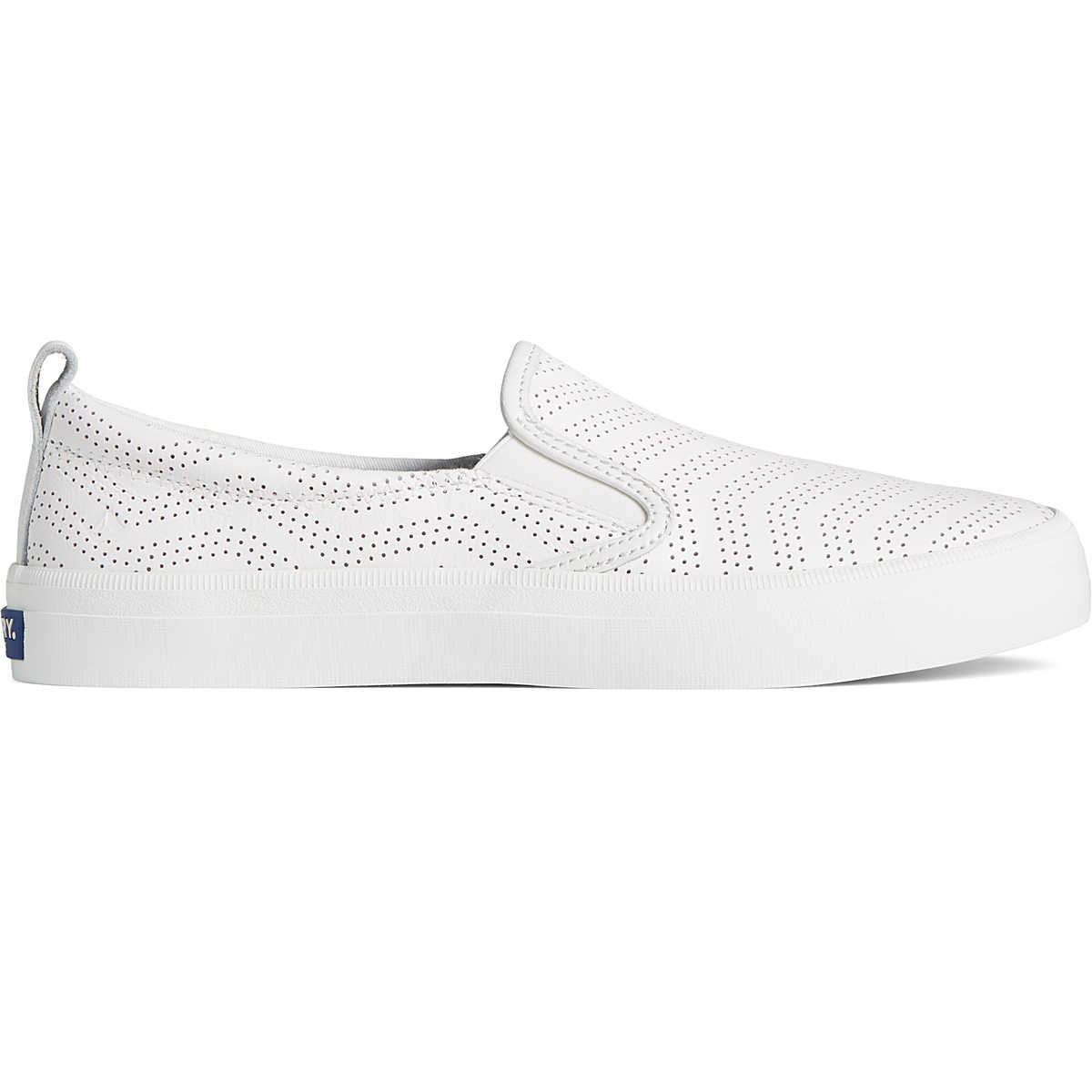 Crest Twin Gore Perforated  Leather Slip On Sneaker, White, dynamic 1