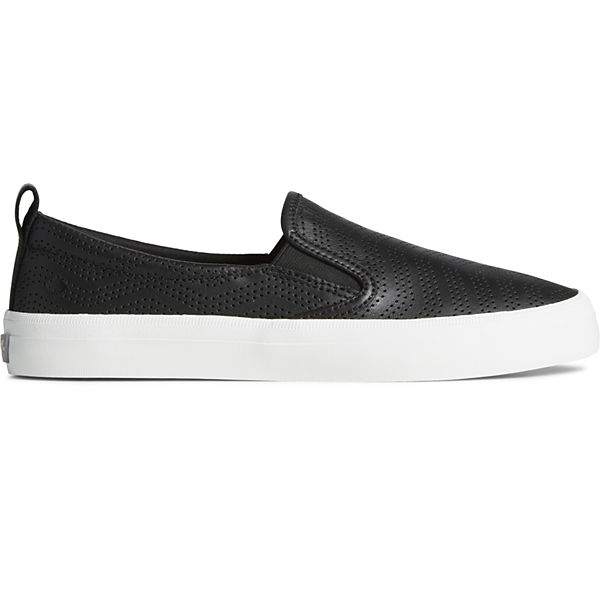 Crest Twin Gore Perforated  Leather Slip On Sneaker, Black, dynamic