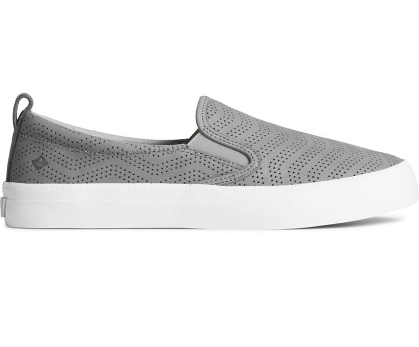 Crest Twin Gore Perforated  Leather Slip On Sneaker, Grey, dynamic 1
