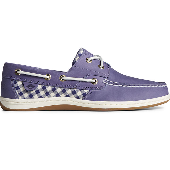 Koifish Gingham Boat Shoe, Purple, dynamic