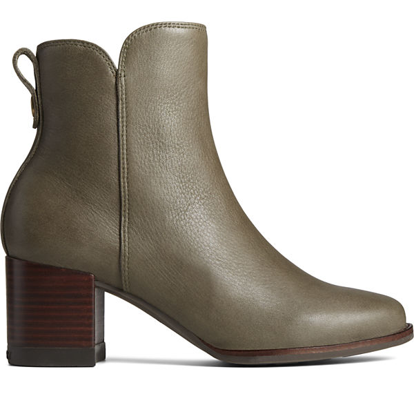 Seaport Heel Waterproof Leather Boot, Olive, dynamic