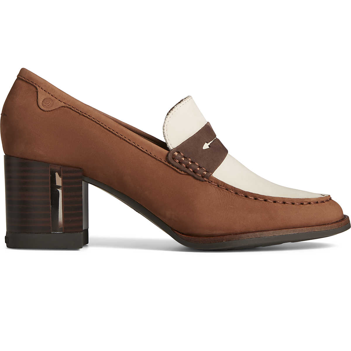 Seaport Two-Tone Penny Heel, Brown/Ivory, dynamic 1