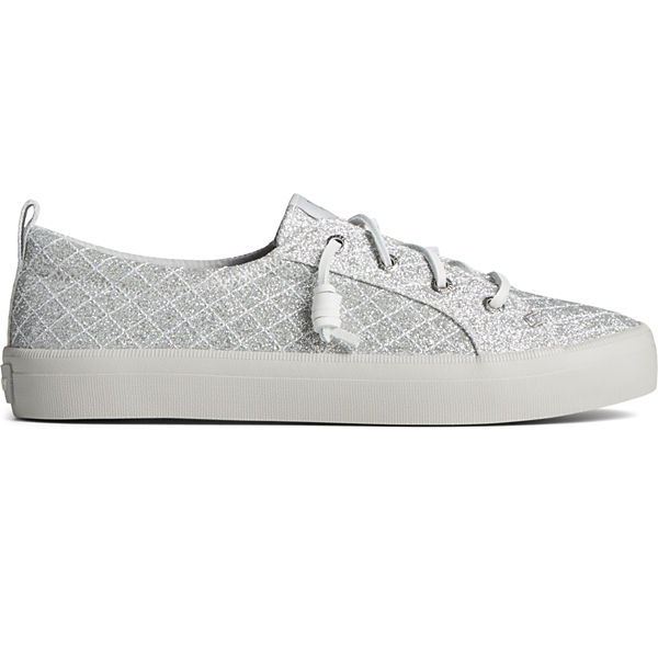 Crest Quilted Shimmer Sneaker, Silver, dynamic