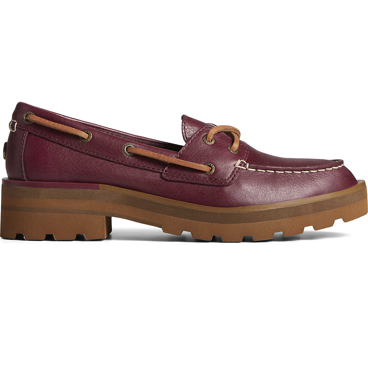 Chunky Leather Boat Shoe, Cordovan, dynamic 1
