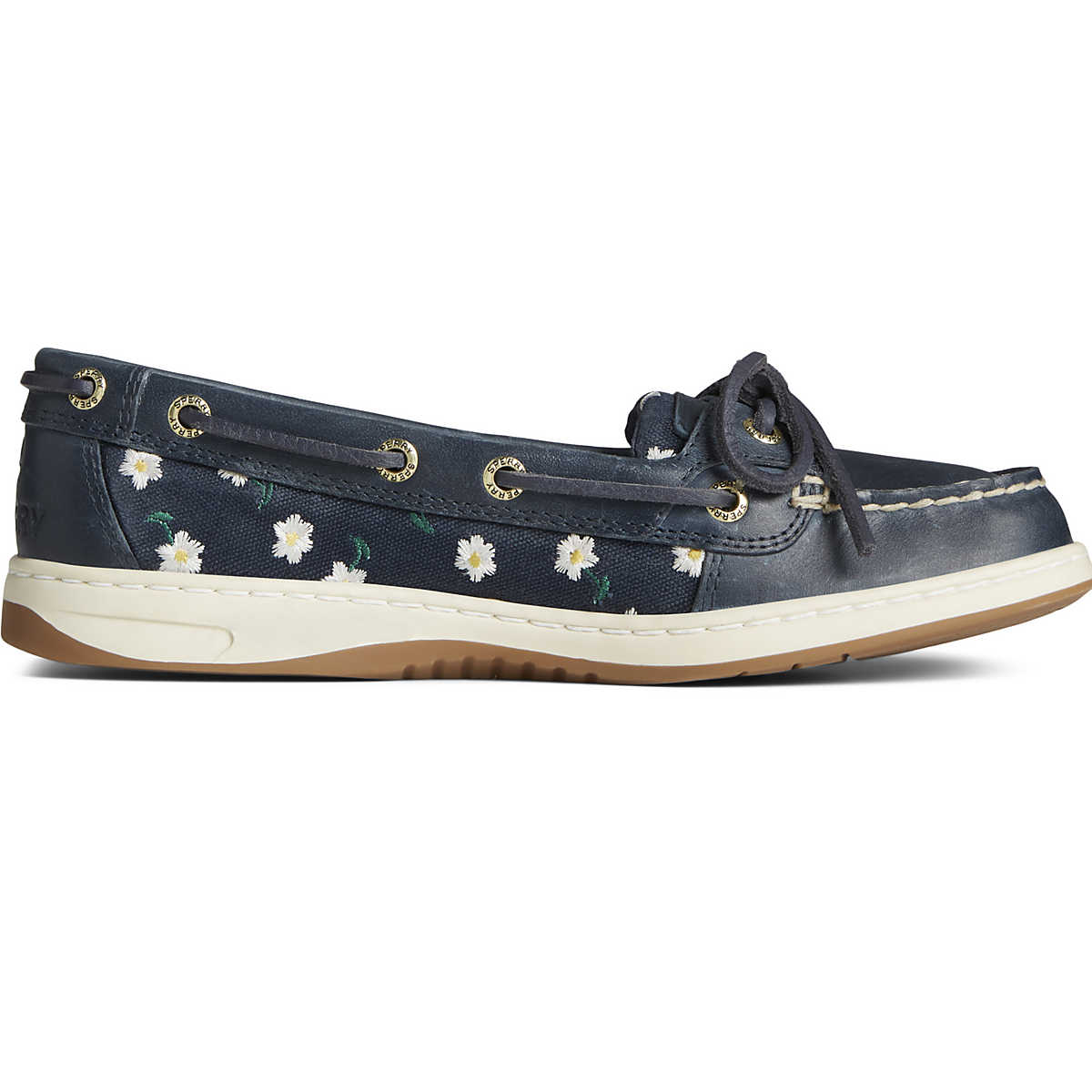 Angelfish Floral Boat Shoe, Navy, dynamic 1