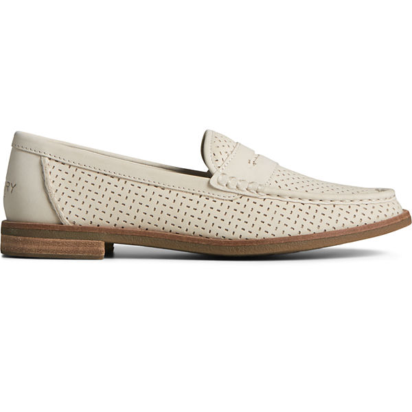 Seaport Perforated Penny Loafer, Ivory, dynamic