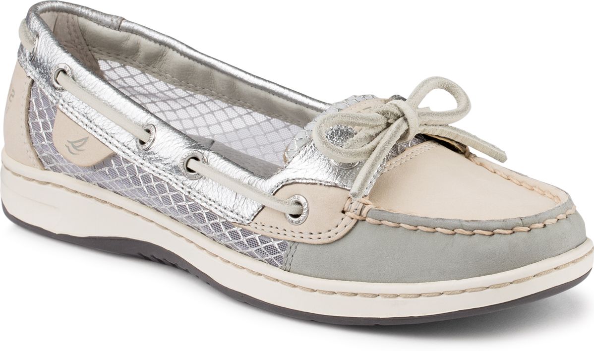 silver sperry boat shoes