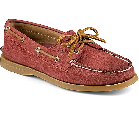 Authentic Original Weathered 2-Eye Boat Shoe, Burnt Red, dynamic
