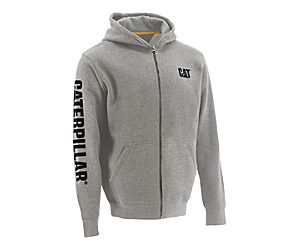 Full Zip Hooded Sweatshirt, Light Grey, dynamic