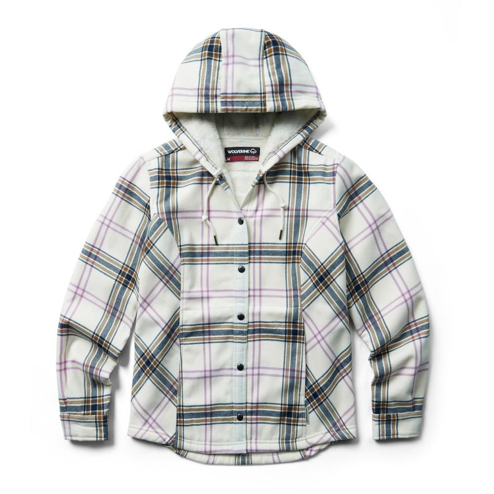 Cheyenne Bonded Sherpa Shirt Jac, Cream Plaid, dynamic