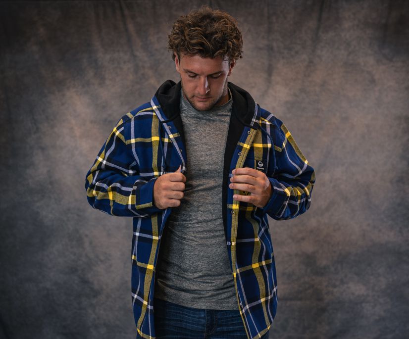 Wolverine x University of Michigan Bucksaw Hooded Flannel Shirt-Jac (Big & Tall), Michigan Blue, dynamic 6