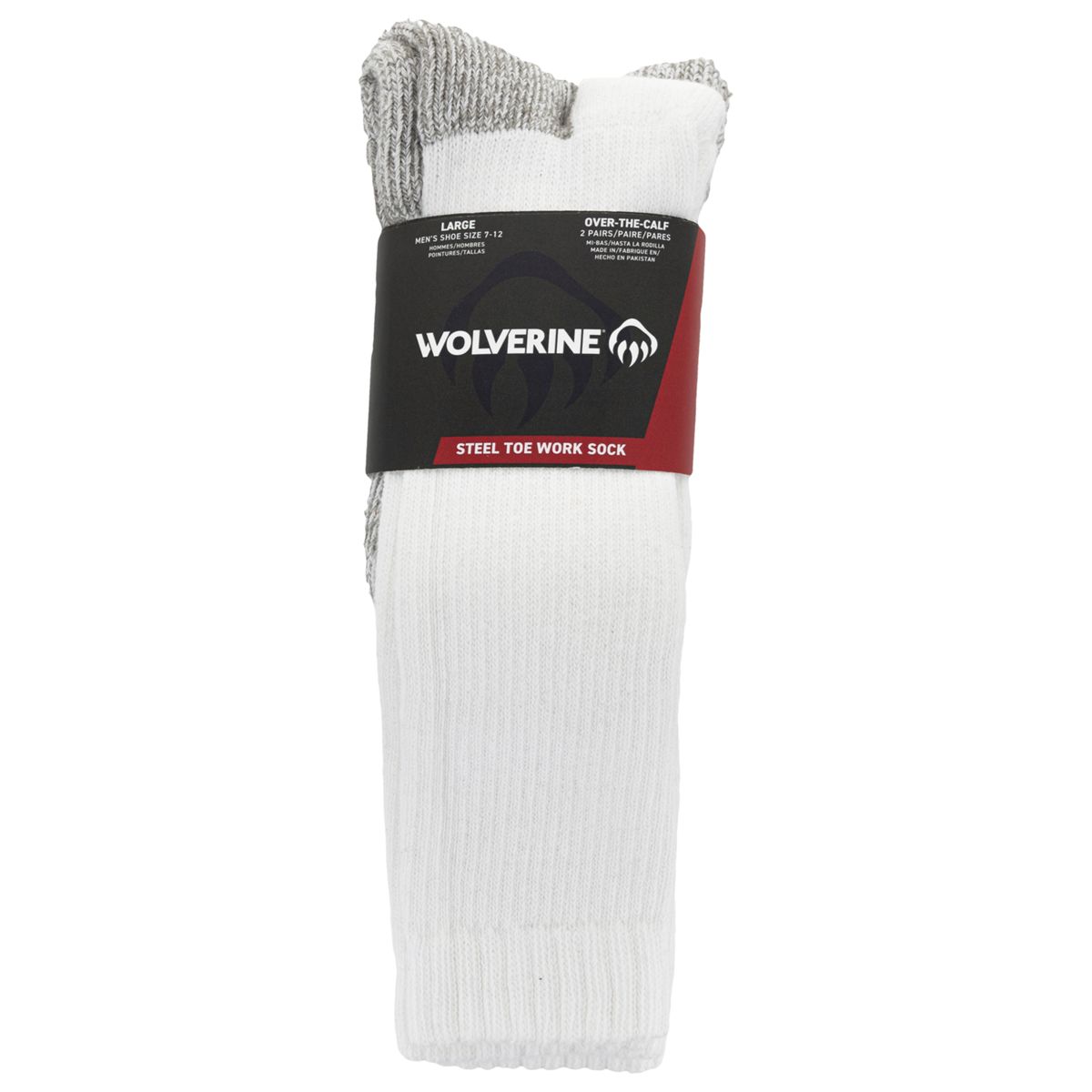 2-PK Steel-Toe Cotton Over-the-Calf Sock, White, dynamic 4