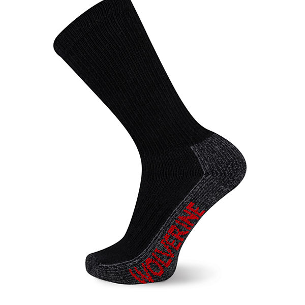 2-PK Steel-Toe Cotton Crew Sock, Black, dynamic