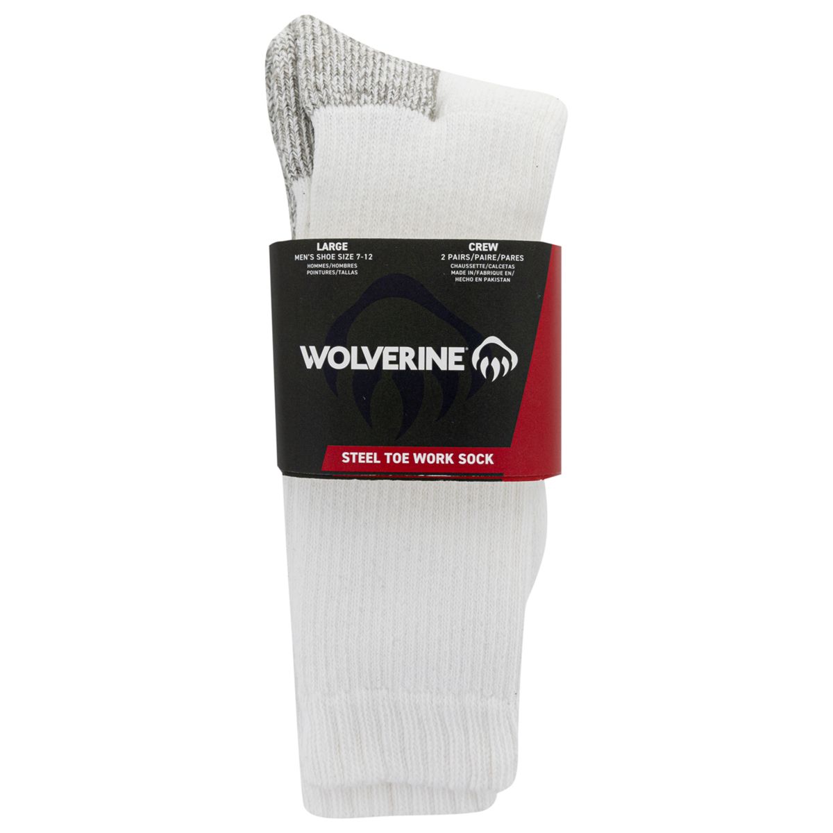 2-PK Steel-Toe Cotton Crew Sock, White, dynamic 3