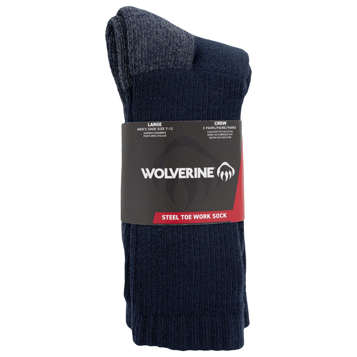 2-PK Steel-Toe Cotton Crew Sock, Navy, dynamic 4