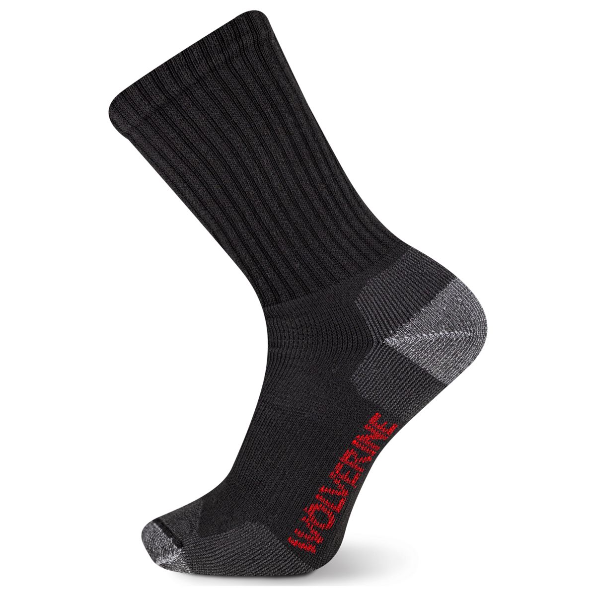 2-PK Safety-Toe Moisture-Wicking Crew Sock, Black, dynamic