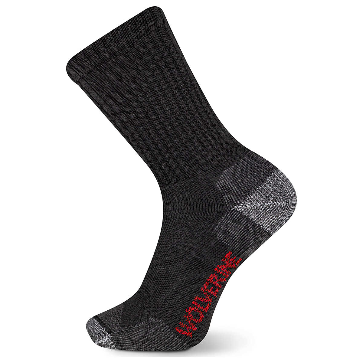 2-PK Safety-Toe Moisture-Wicking Crew Sock, Black, dynamic 1