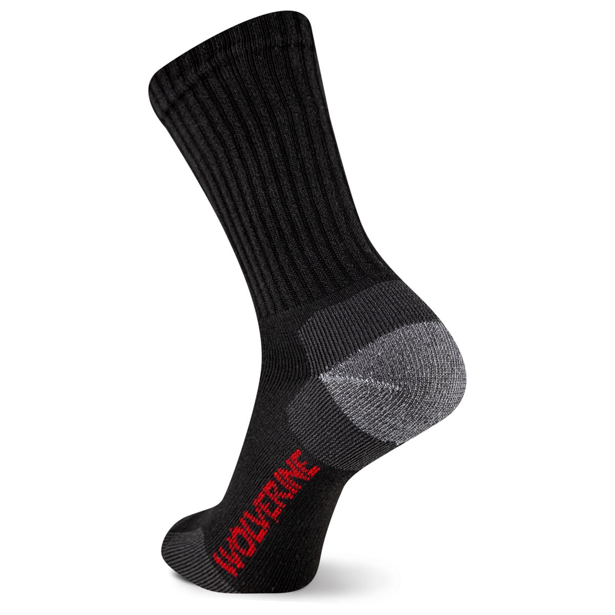 2-PK Safety-Toe Moisture-Wicking Crew Sock, Black, dynamic 2