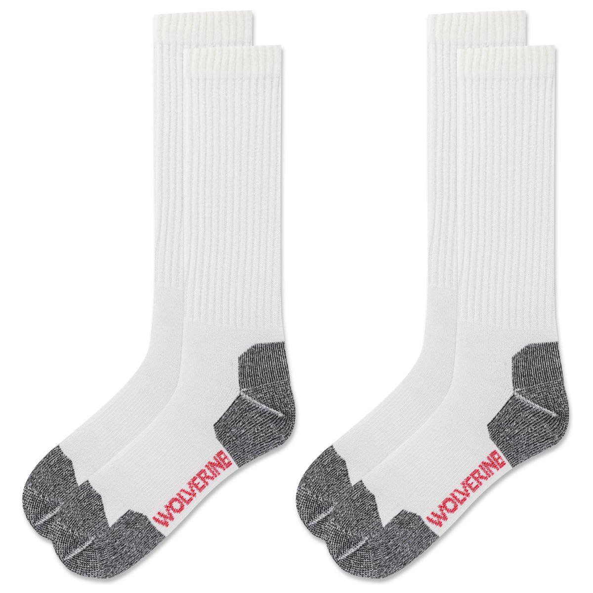 2-PK Safety-Toe Moisture-Wicking Crew Sock, White, dynamic 3