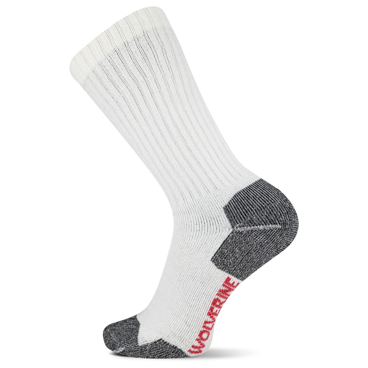 2-PK Safety-Toe Moisture-Wicking Crew Sock, White, dynamic 1