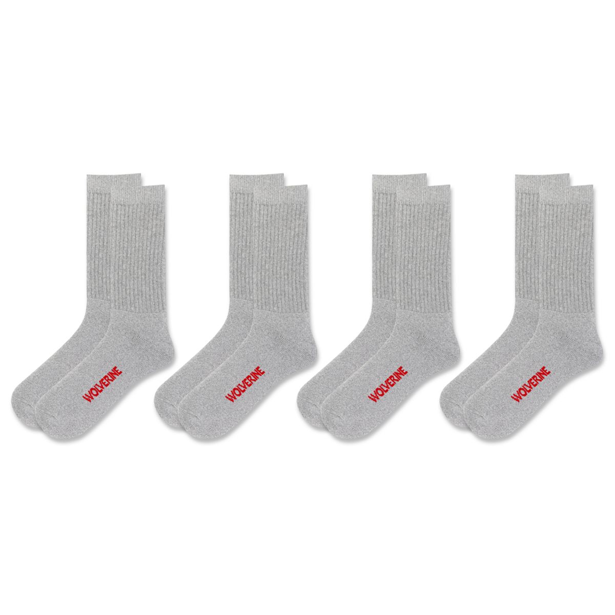 4-PK Cotton Crew Sock, Gray Heather, dynamic 3