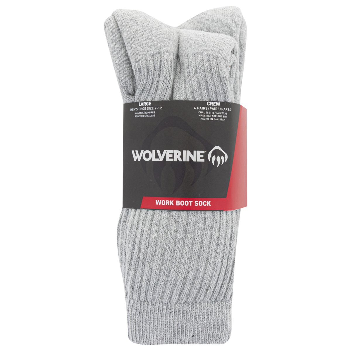 4-PK Cotton Crew Sock, Gray Heather, dynamic 4