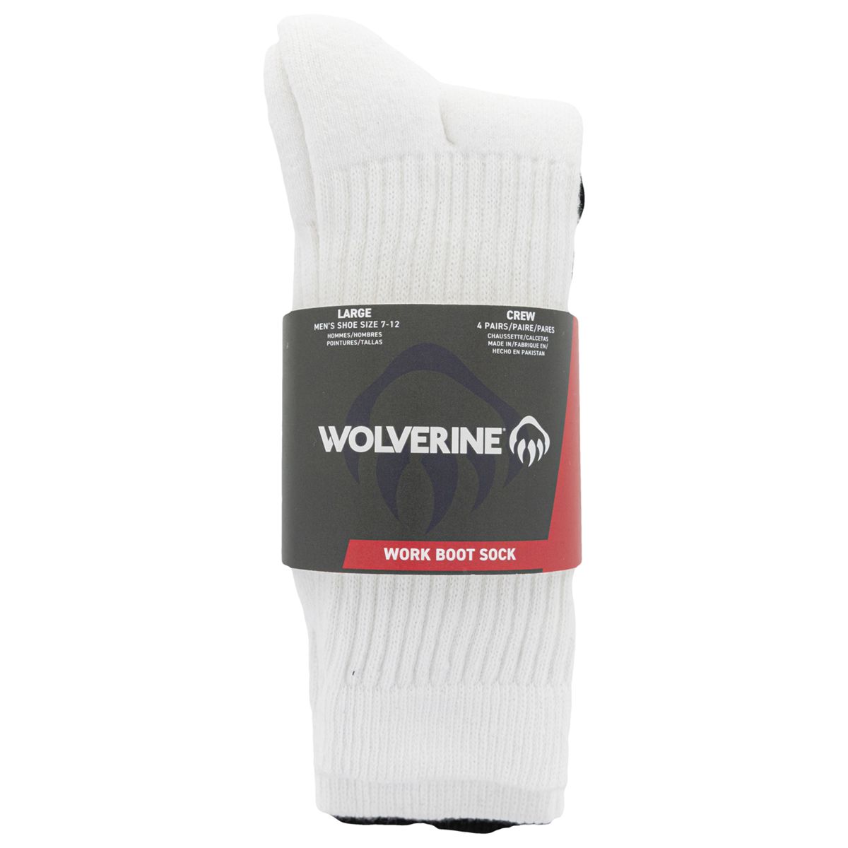 4-PK Cotton Crew Sock, White, dynamic 4