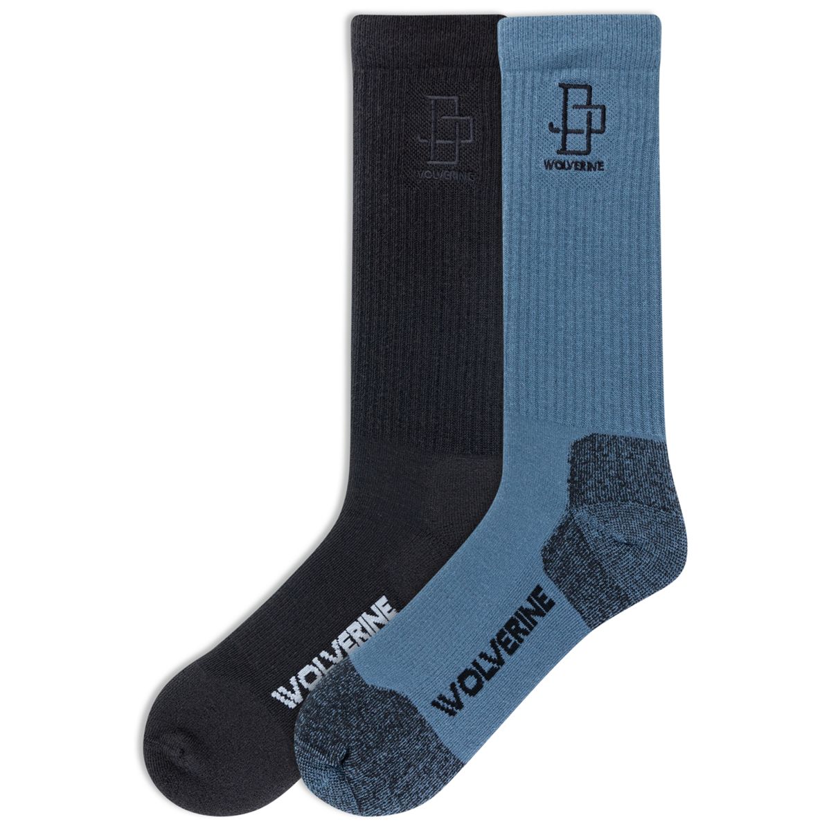 Wolverine x Jordan Davis 2pk Crew Sock, Black, dynamic 3