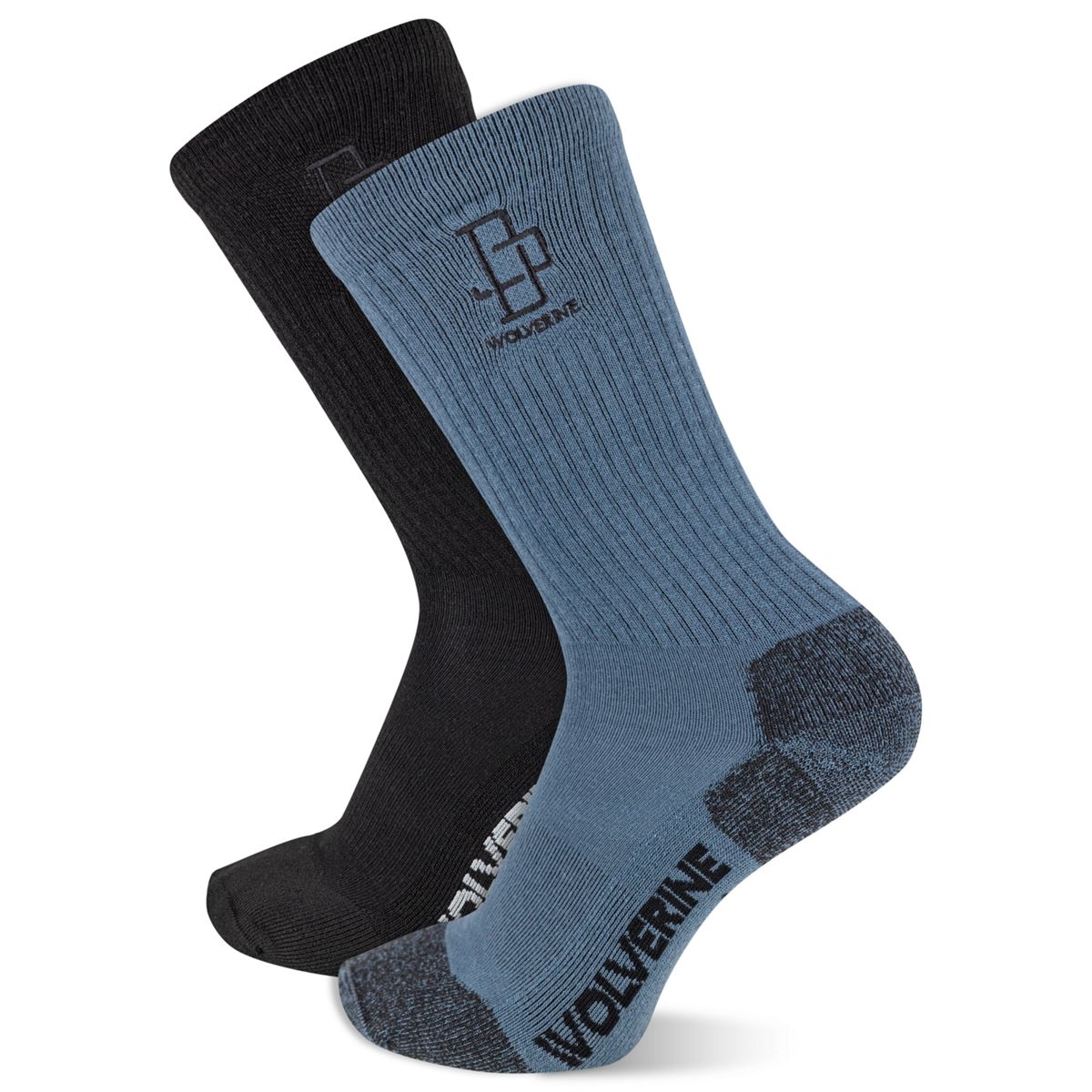 Wolverine x Jordan Davis 2pk Crew Sock, Black, dynamic 1