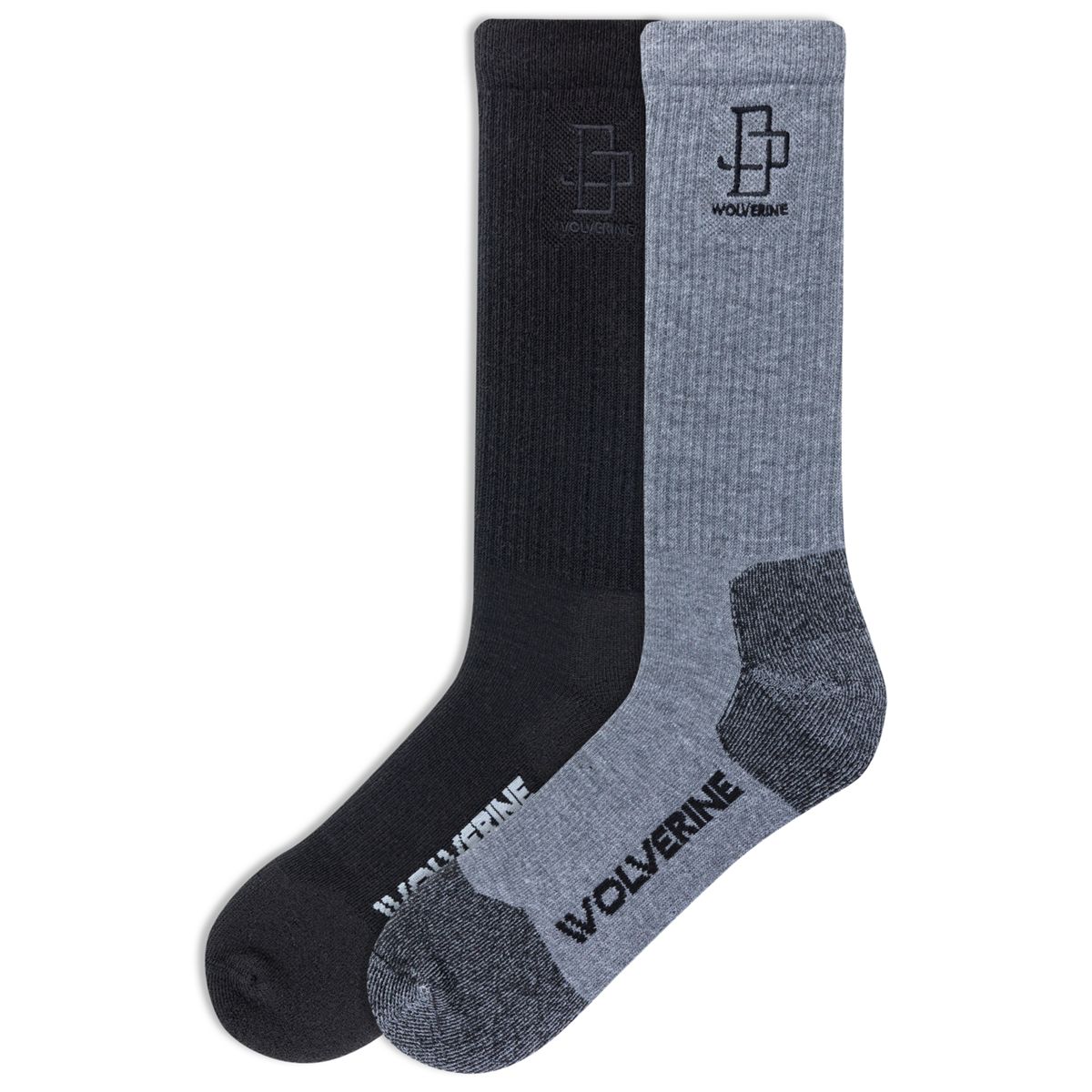 Wolverine x Jordan Davis 2pk Crew Sock, Grey, dynamic 3